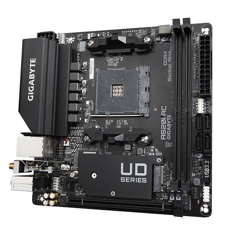 GIGABYTE A520I AC AMD Mini-ITX Motherboard, 2xDDR4 1xM.2 PCIE3.0 1xDP ...