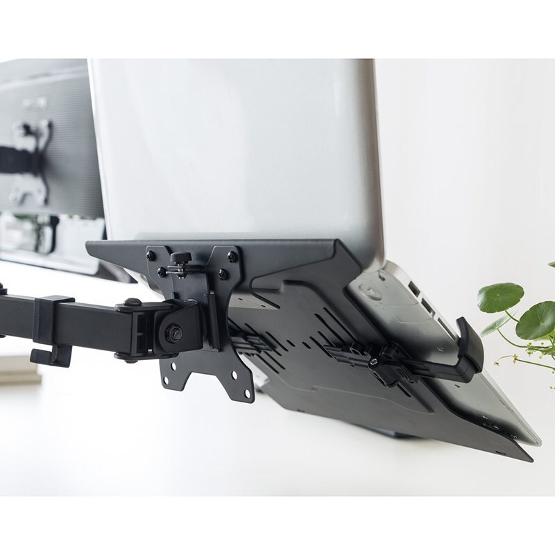 brateck mechanical monitor mount with laptop holder