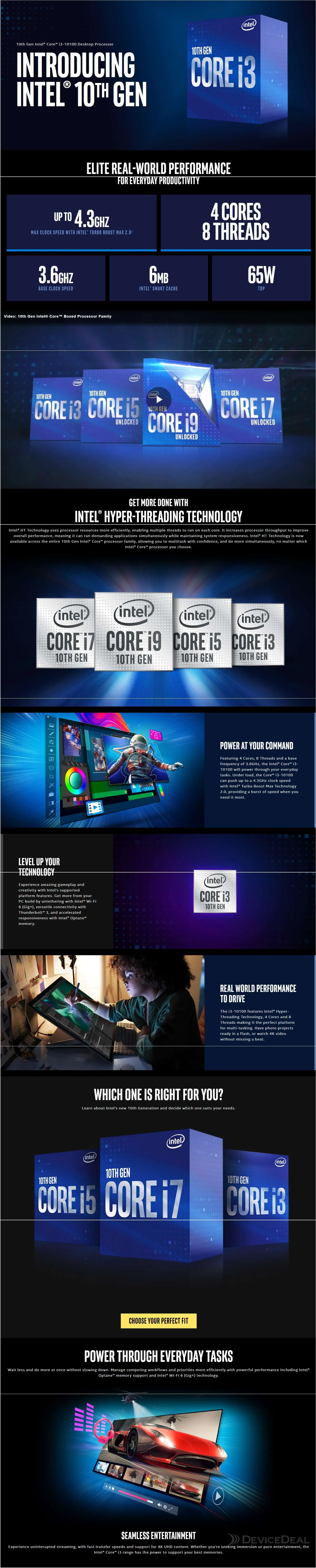 Intel Core i3 Quad-core i3-10100 3.60 GHz Desktop Processor BX8070110100