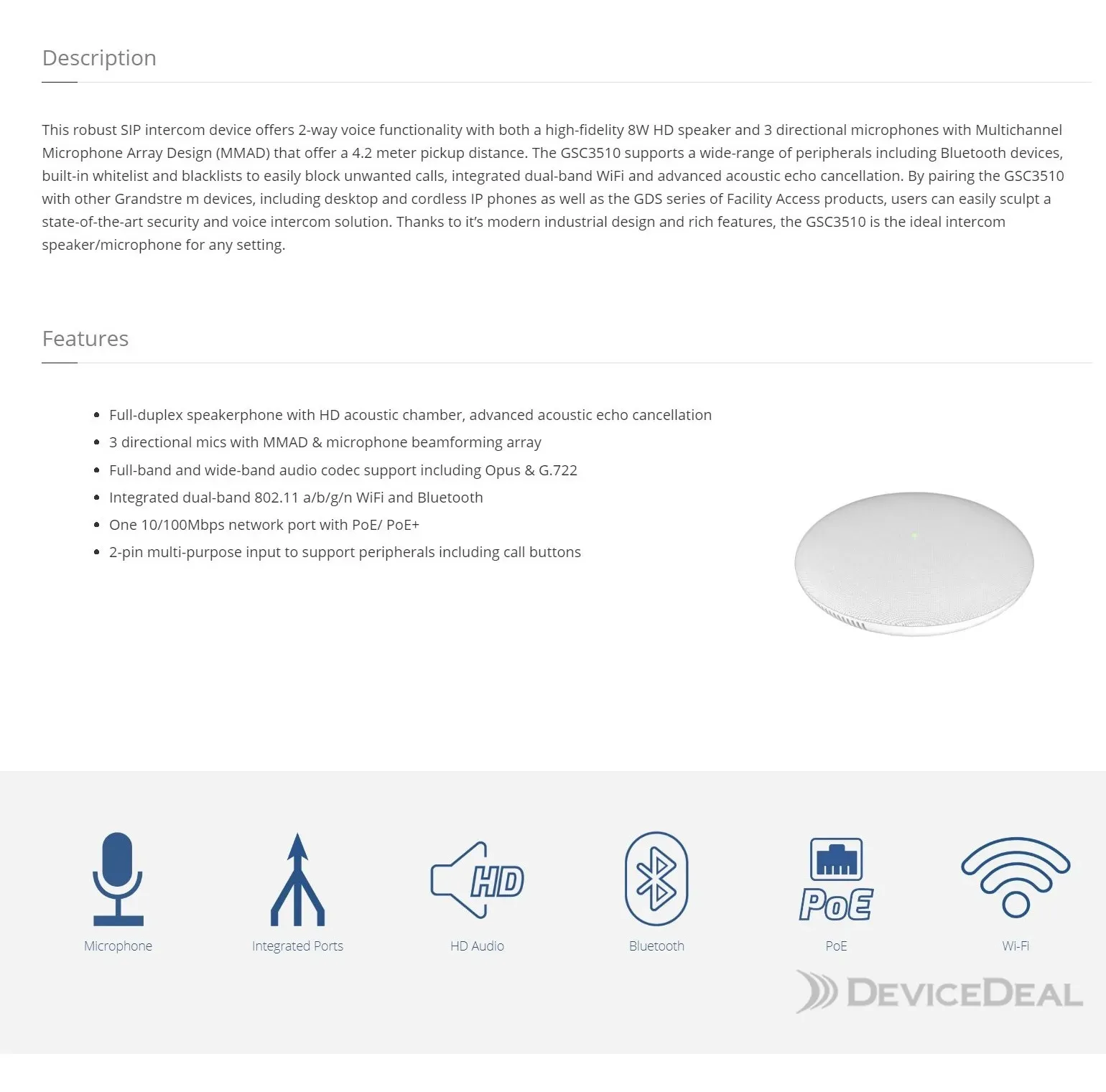 Grandstream 2-WAY SIP INTERCOM Speaker/MICROPhone