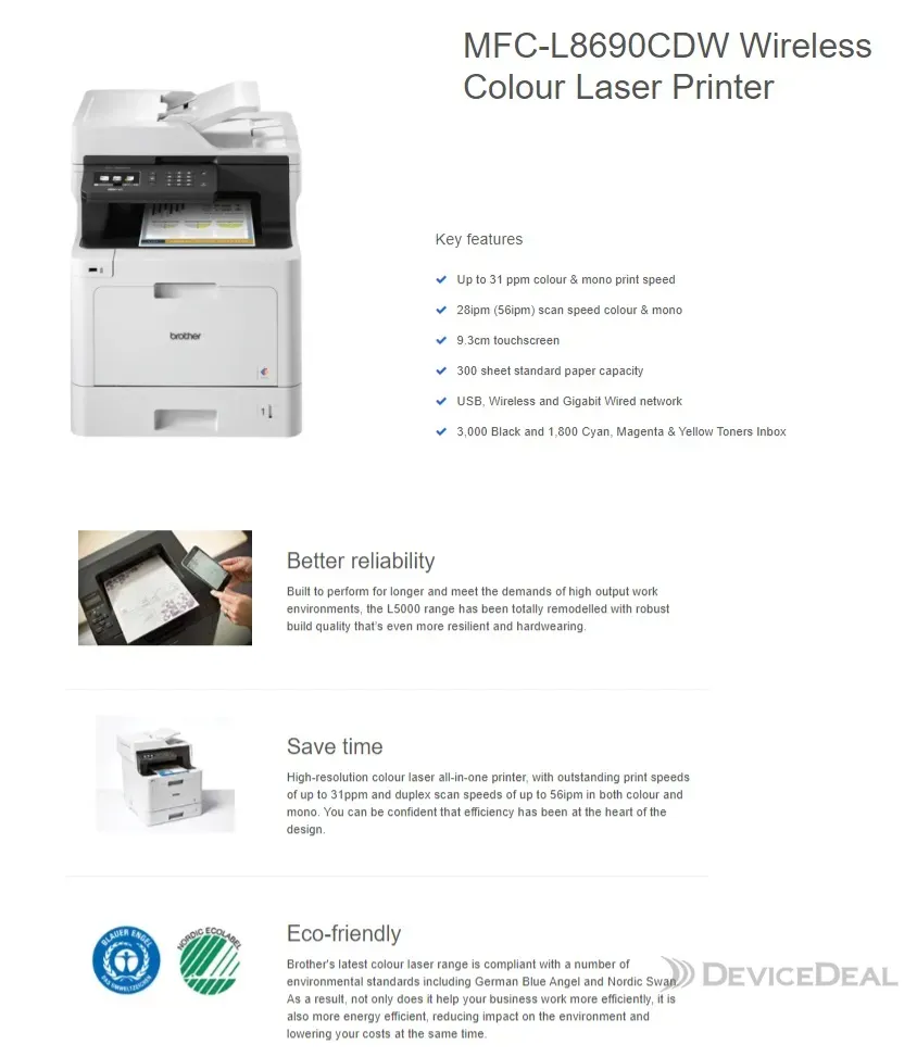 Brother MFC-L8690CDW Multi Function Colour Laser Printer MFC-L8690CDW