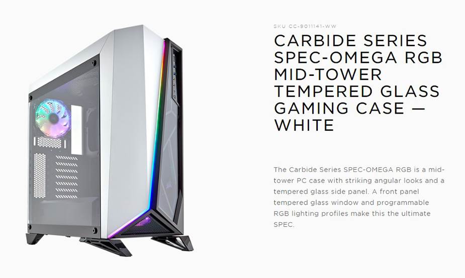 Corsair Carbide Spec Omega Rgb Tempered Glass Mid Tower Atx Case White