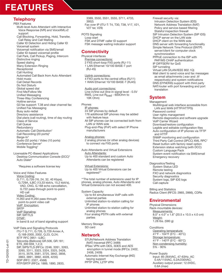Epygi QX-0200-0000 QX200 IP PBX, 4x FXO & 2x FXS, 24x SIP Ext ...