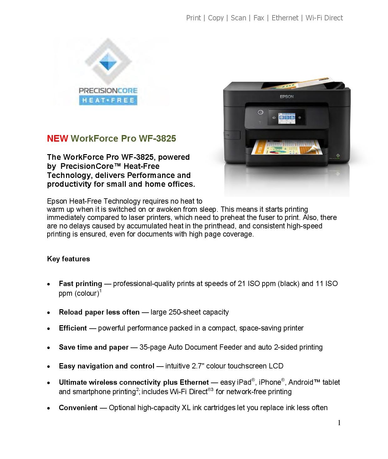 Epson Workforce Pro Wf 3825 4 Color Multifunction Inkjet Printer C11cj07502 Devicedeal 8025